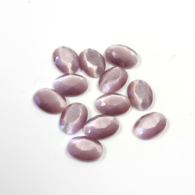 Fiber-Optic Flat Back Stone with Faceted Top and Table - Oval 07x5MM CAT'S EYE LT PURPLE