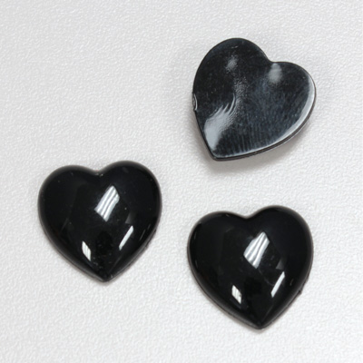 Plastic Flat Back Opaque Cabochon - Heart 18.5MM JET