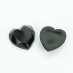 Plastic Flat Back Rose Cut Rhinestone - Heart 18.5MM JET