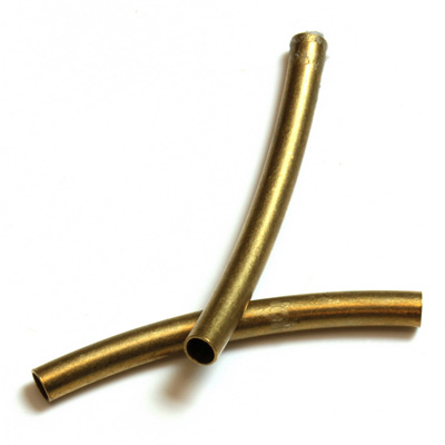 Brass Curved Bead - Hollow Tube 27x2.5MM RAW