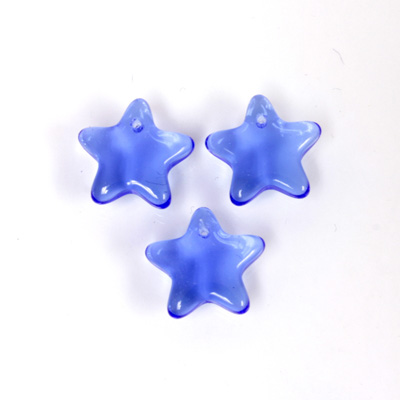 German Pressed Glass Pendant - Smooth Star 11MM SAPPHIRE