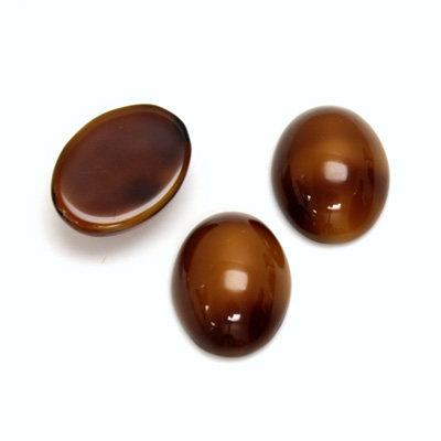 Glass Medium Dome Opaque Cabochon - Oval 16x12MM BROWNHORN