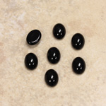 Glass Medium Dome Opaque Cabochon - Oval 08x6MM JET