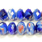 Chinese Cut Crystal Millefiori Bead - Rondelle 12MM BLUE