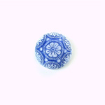 Glass Flat Back Mosaic Top Stone Round 14MM BLUE on WHITE