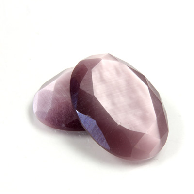 Fiber-Optic Flat Back Stone with Faceted Top and Table - Oval 25x18MM CAT'S EYE LT PURPLE