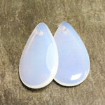 Czech Pressed Glass Pendant - Smooth Pear 30x18MM WHITE OPAL
