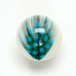 Plastic Flat Back Cabochon - Inlay Peacock Feather Round 30MM WHITE