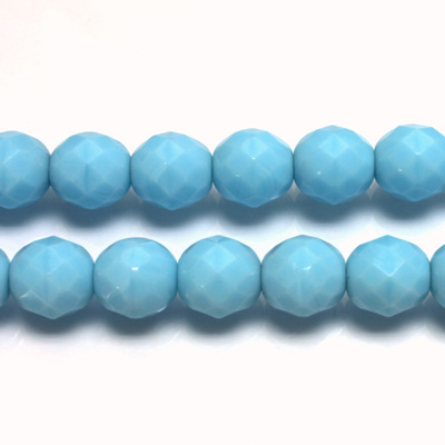 Czech Glass Fire Polish Bead - Round 10MM LT BLUE TURQUOISE