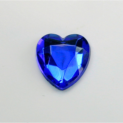 Glass Flat Back Rose Cut Fancy Foiled Stone  - Heart 18x16MM SAPPHIRE