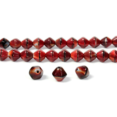 Czech Pressed Glass Bead - Smooth Bicone 06MM TIGEREYE RED