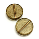 Plastic Bead - Bronze Lined Veggie Color Smooth Flat Round 22MM MATTE OLIVE