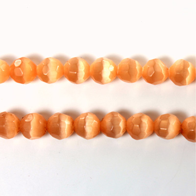 Fiber Optic Synthetic Cat's Eye Bead - Round Faceted 06MM CAT'S EYE PEACH