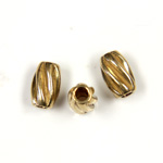 Brass Machine Made Bead - Ribbed Oval 06.5x3.8MM RAW BRASS