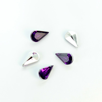 Plastic Point Back Foiled Stone - Pear 10x6MM AMETHYST