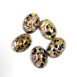 Glass Medium Dome Lampwork Cabochon - Oval 14x10MM MULTI GOLD SILVER with  AVENTURINE (04266)