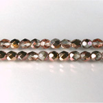 Czech Glass Fire Polish Bead - Round 05MM 1/2 Coated CRYSTAL/COPPER