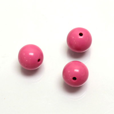 Plastic Bead - Opaque Color Smooth Round 12MM BRIGHT PINK