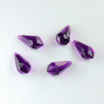 German Plastic Pendant - Transparent Faceted Drop 13x6 AMETHYST