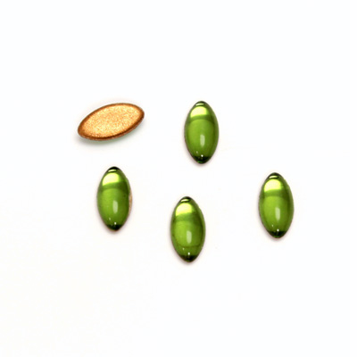 Glass Medium Dome Foiled Cabochon - Navette 10x5MM OLIVINE