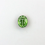Glass Flat Back Lady Bug Stone with White Engraving - Oval 10x8MM PERIDOT
