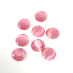 Fiber-Optic Flat Back Stone with Faceted Top and Table - Round 07MM CAT'S EYE LT PINK
