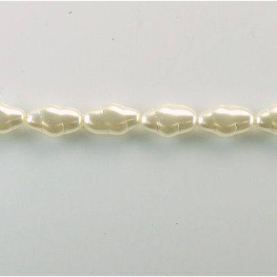 Czech Glass Pearl Bead - Baroque Oblong 13x7 WHITE 70401