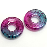 Plastic Bead - Two Tone Speckle Color Smooth Flat Donut 25MM BLUE PURPLE