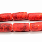 Glass Lampwork Bead - Tube Smooth 22x14MM MATTE CORAL MATRIX