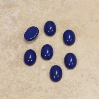 Glass Medium Dome Opaque Cabochon - Oval 08x6MM LAPIS BLUE