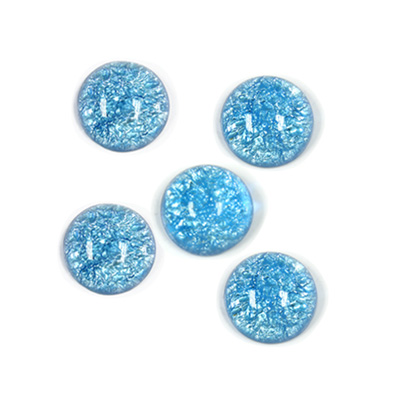 Glass Medium Dome Lampwork Cabochon - Round 11MM AQUA OPAL (05143)