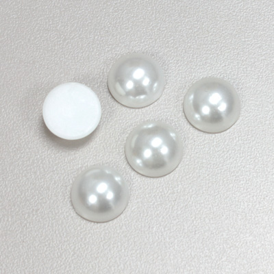 Plastic Medium Dome Pearl Cabochon - Round 12MM WHITE