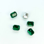 Plastic Point Back Foiled Stone - Cushion Octagon 08x6MM EMERALD