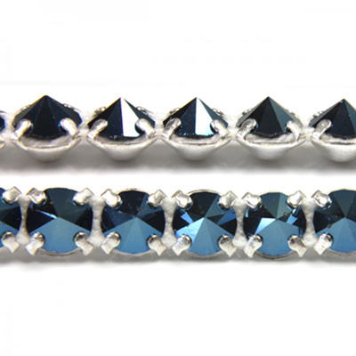 Preciosa Metal Spike Banding 1 Row - Round 19SS BLUE FLARE/SILVER