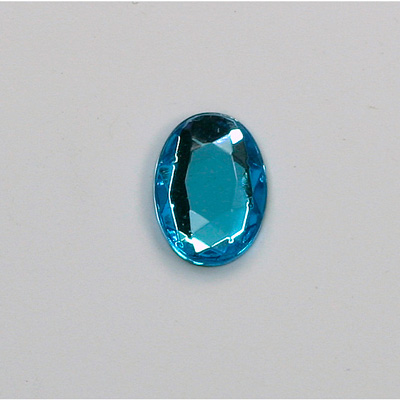 Glass Flat Back Rose Cut Faceted Foiled Stone - Oval 14x10MM AQUA