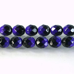 Czech Glass Fire Polish Bead - Round 08MM BLACK-DEEP BLUE 89100