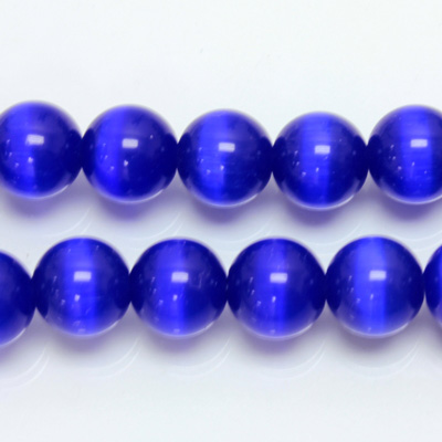 Fiber-Optic Synthetic Bead - Cat's Eye Smooth Round 10MM CAT'S EYE ROYAL BLUE