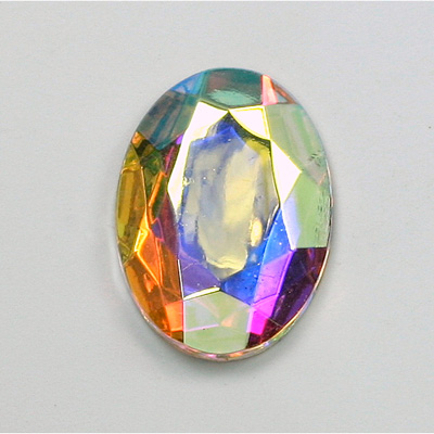 Glass Flat Back Rose Cut Faceted Foiled Stone - Oval 25x18MM CRYSTAL AB