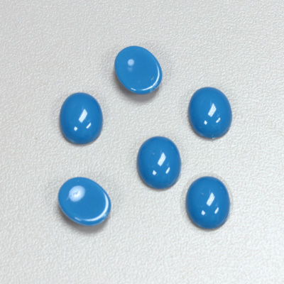 Plastic Flat Back Opaque Cabochon - Oval 10x8MM BRIGHT BLUE