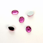 Plastic Flat Back Foiled Rose Cut Rhinestone - Oval 08x6MM FUCHSIA