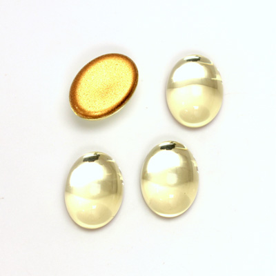 Glass Medium Dome Foiled Cabochon - Oval 14x10MM JONQUIL