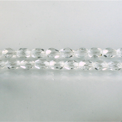 Czech Glass Fire Polish Bead - Oval 06x4MM CRYSTAL