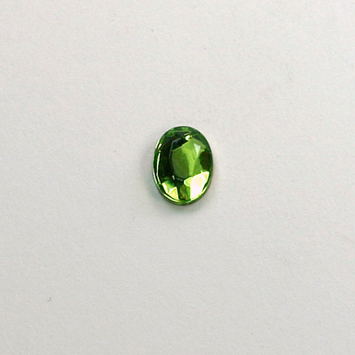 Glass Flat Back Rose Cut Faceted Foiled Stone - Oval 08x6MM PERIDOT