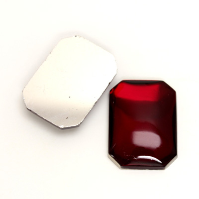 Glass Medium Dome Foiled Cabochon - Cushion Octagon 25x18MM RUBY