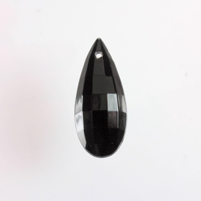 German Plastic Pendant - Opaque Faceted Pear 30x13MM JET