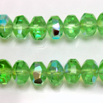 Czech Glass Fire Polished Bead - Rondelle Disc 8x6MM PERIDOT AB