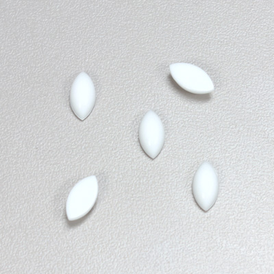 Plastic Flat Back Opaque Cabochon - Navette 10x5MM CHALKWHITE