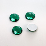 Plastic Flat Back Foiled Rauten Rose Rhinestone - Round 12MM EMERALD