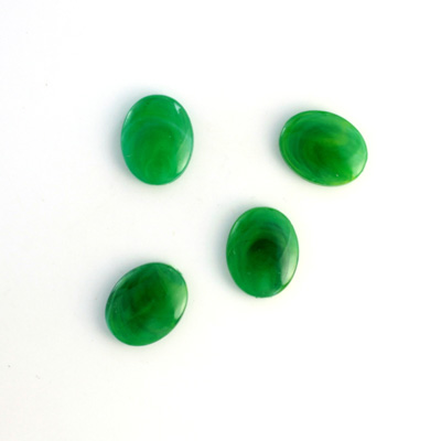 German Plastic Flat Back Buff Top Cabochon - Oval 10x8MM JADE MATRIX