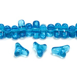 Czech Pressed Glass Bead -Tri-Y 11x9MM CAPRI BLUE